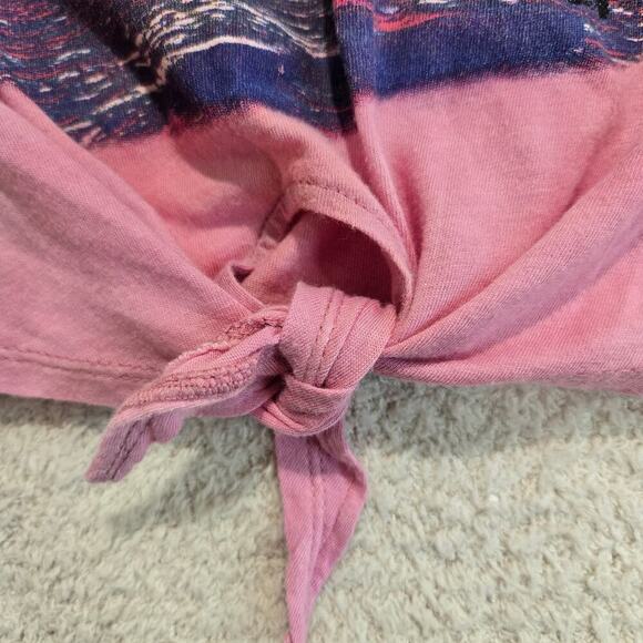 Guess Pink Tie-front Y2K Style Crop Top T-shirt with Beach Graphic Size XL - Picture 3 of 10